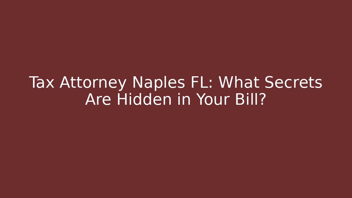 Tax Attorney Naples FL: What Secrets Are Hidden in Your Bill?