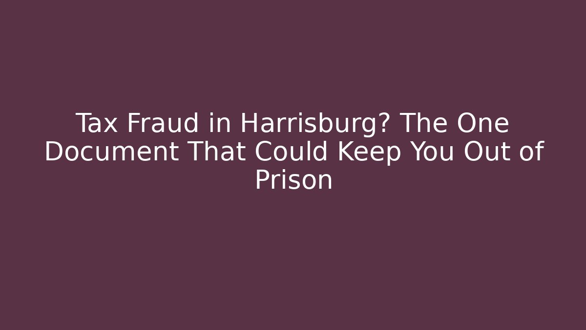 Tax Fraud in Harrisburg? The One Document That Could Keep You Out of Prison