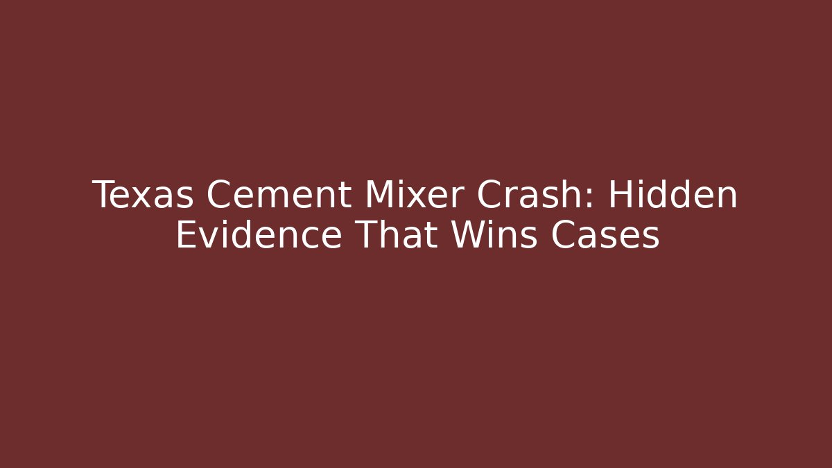 Texas Cement Mixer Crash: Hidden Evidence That Wins Cases