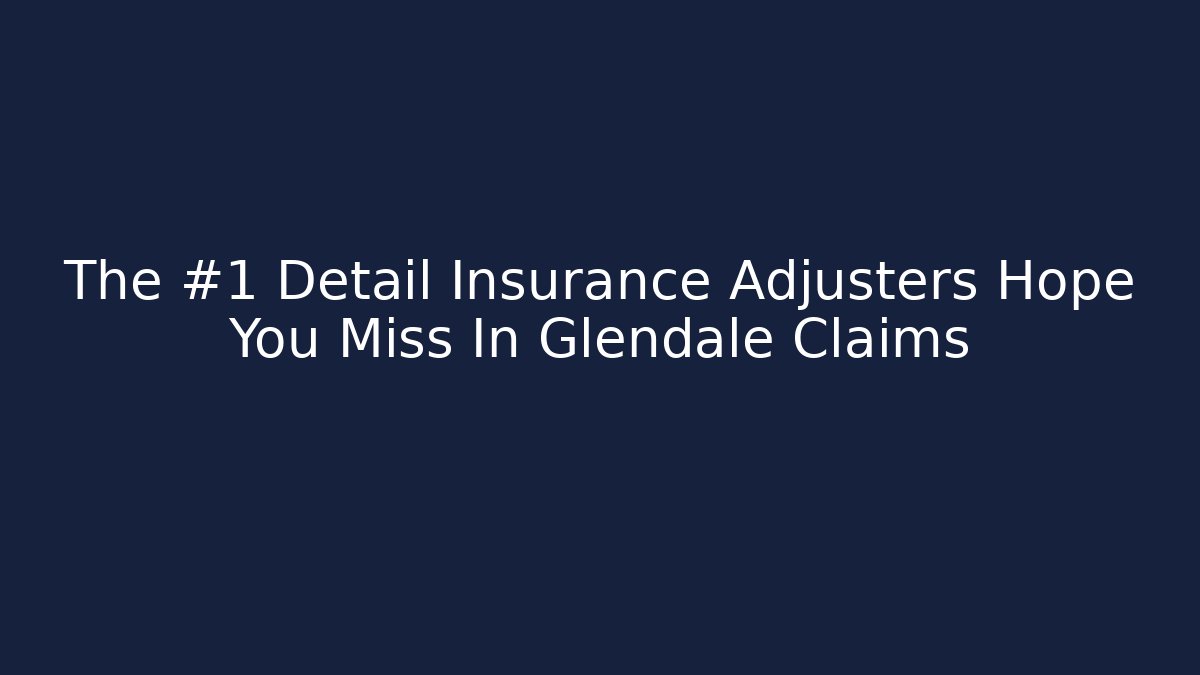 The #1 Detail Insurance Adjusters Hope You Miss In Glendale Claims
