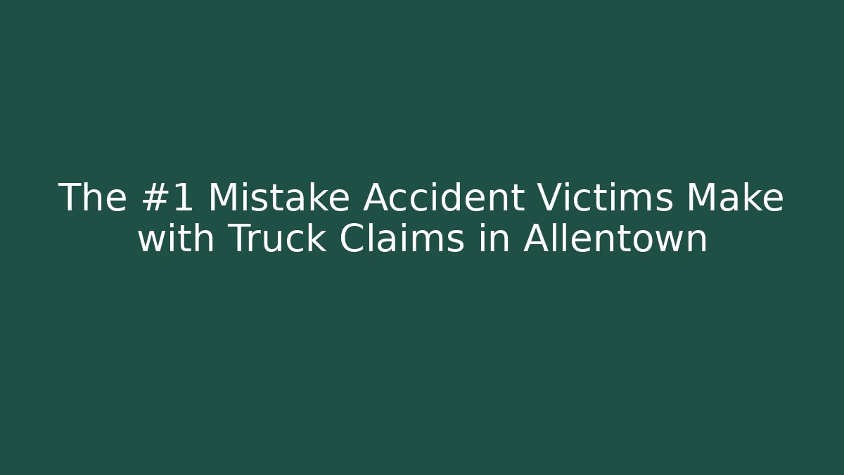 The #1 Mistake Accident Victims Make with Truck Claims in Allentown