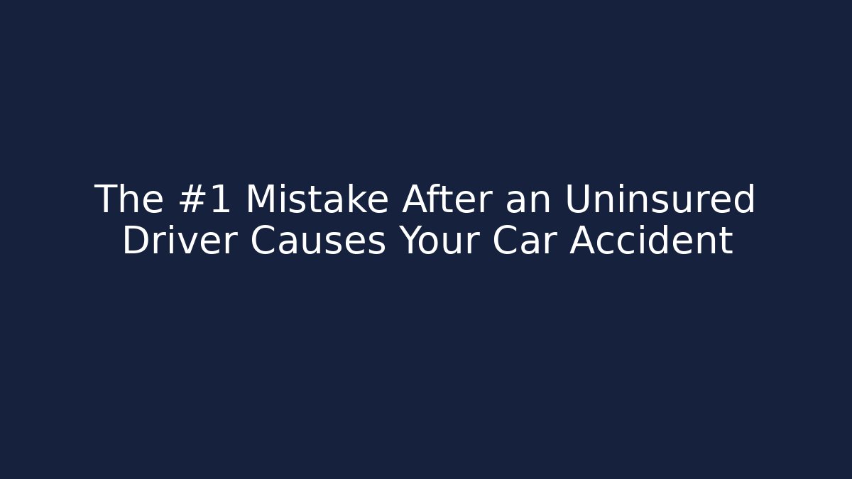 The #1 Mistake After an Uninsured Driver Causes Your Car Accident