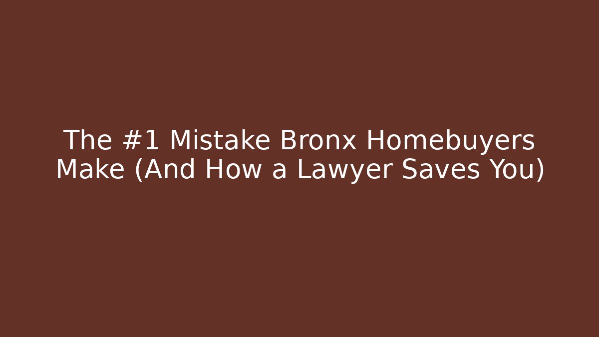 The #1 Mistake Bronx Homebuyers Make (And How a Lawyer Saves You)