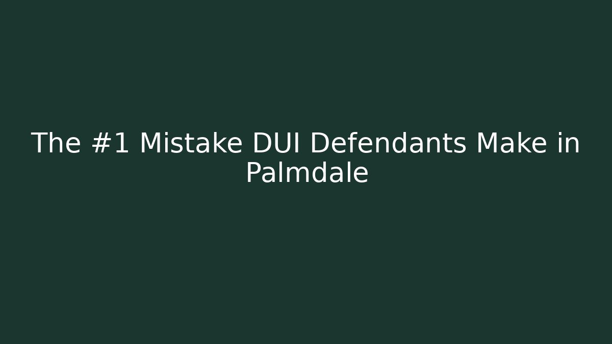 The #1 Mistake DUI Defendants Make in Palmdale