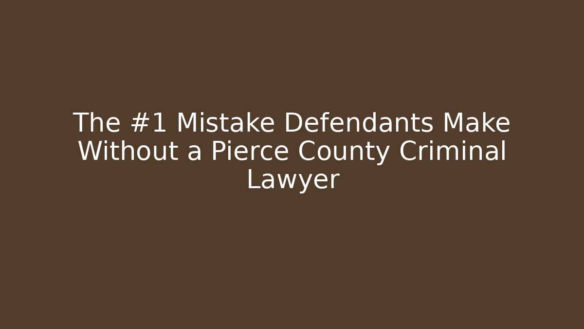 The #1 Mistake Defendants Make Without a Pierce County Criminal Lawyer