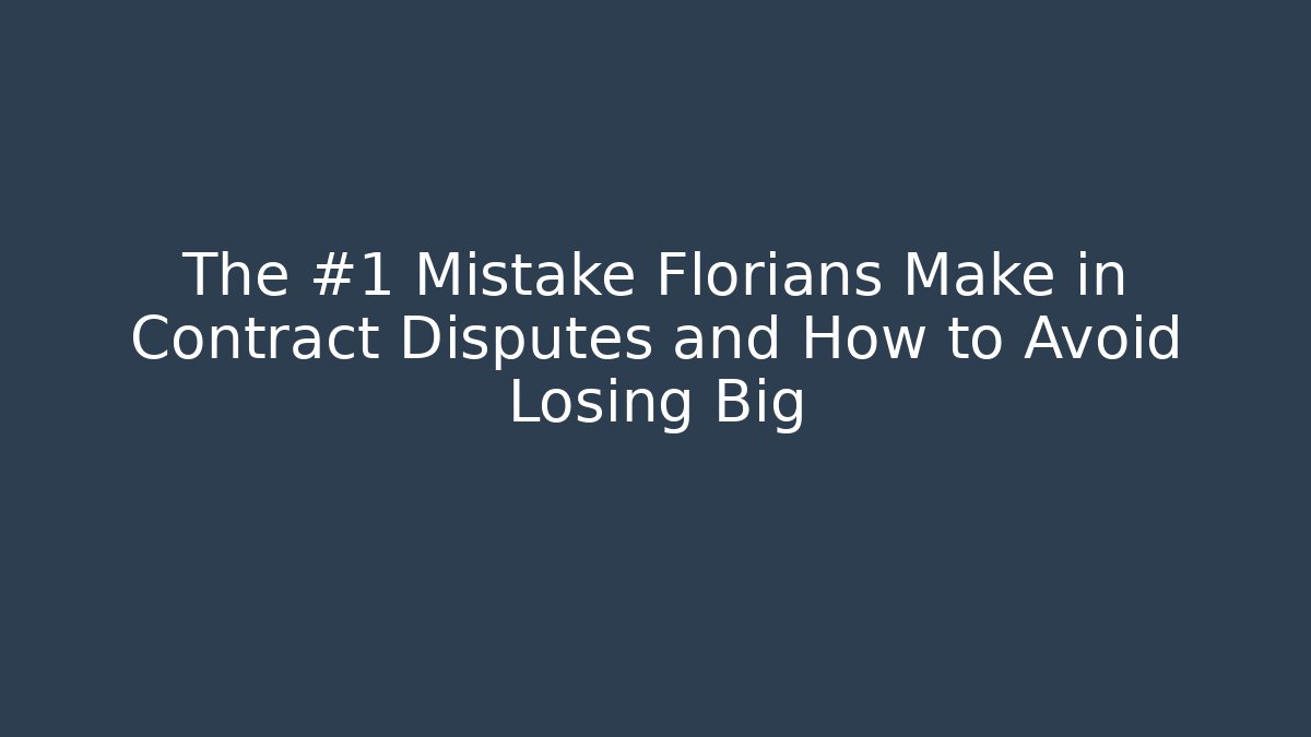 The #1 Mistake Florians Make in Contract Disputes and How to Avoid Losing Big