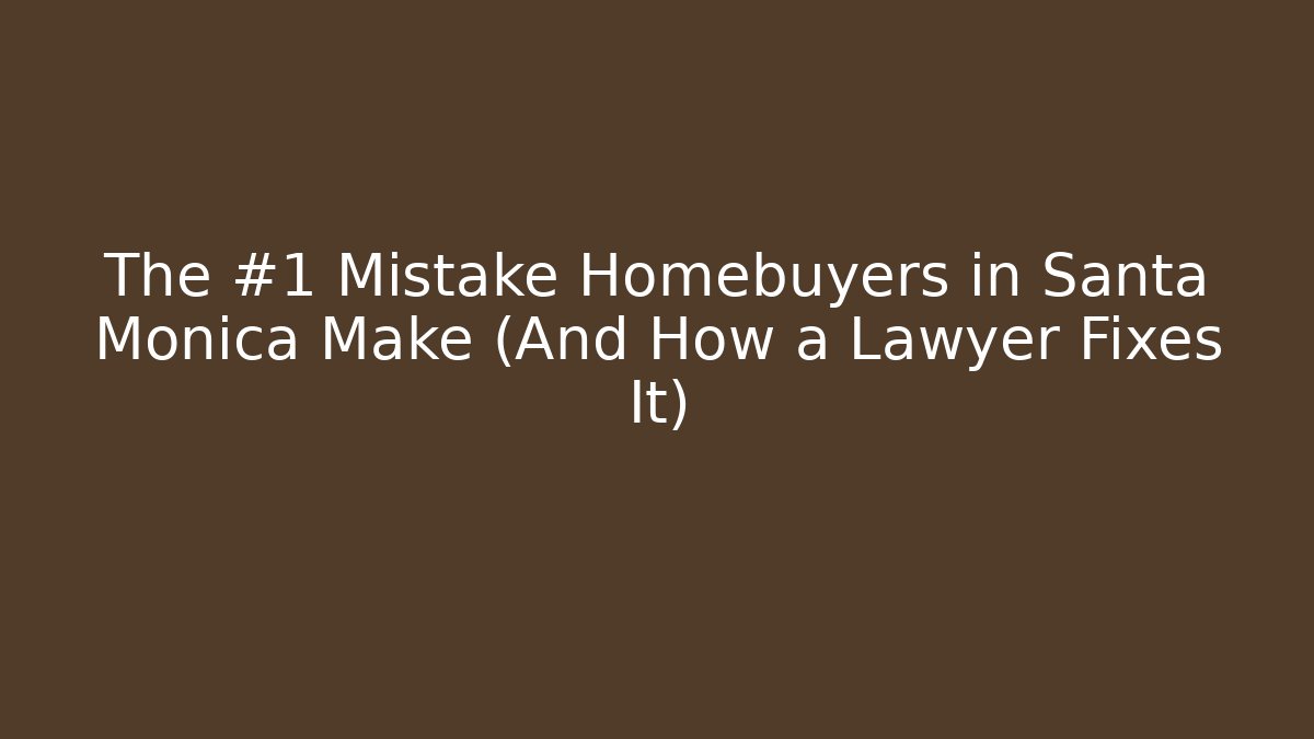 The #1 Mistake Homebuyers in Santa Monica Make (And How a Lawyer Fixes It)
