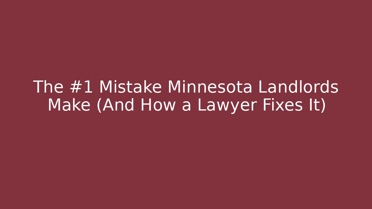 The #1 Mistake Minnesota Landlords Make (And How a Lawyer Fixes It)