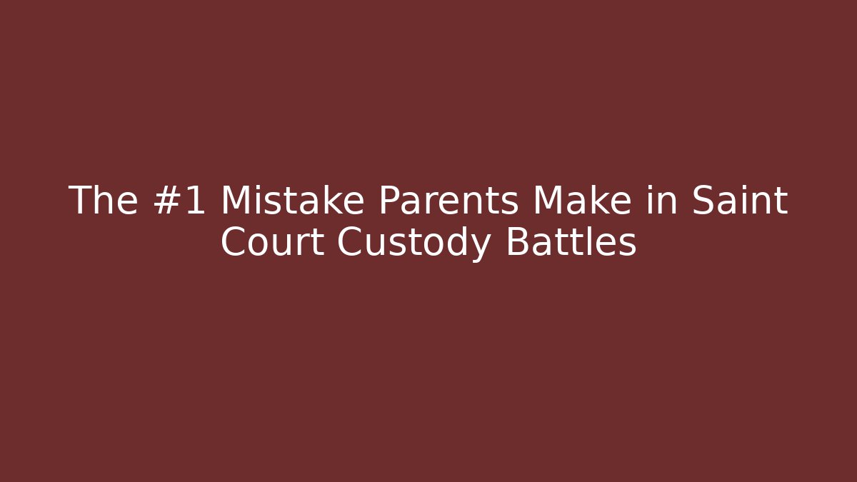 The #1 Mistake Parents Make in Saint Court Custody Battles