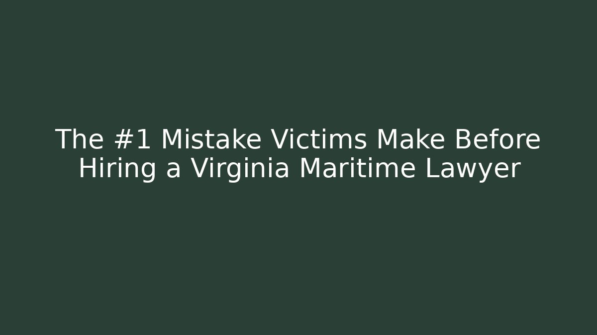 The #1 Mistake Victims Make Before Hiring a Virginia Maritime Lawyer