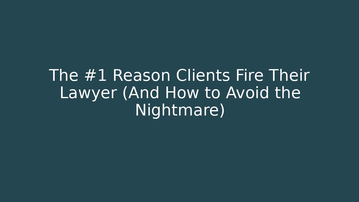The #1 Reason Clients Fire Their Lawyer (And How to Avoid the Nightmare)