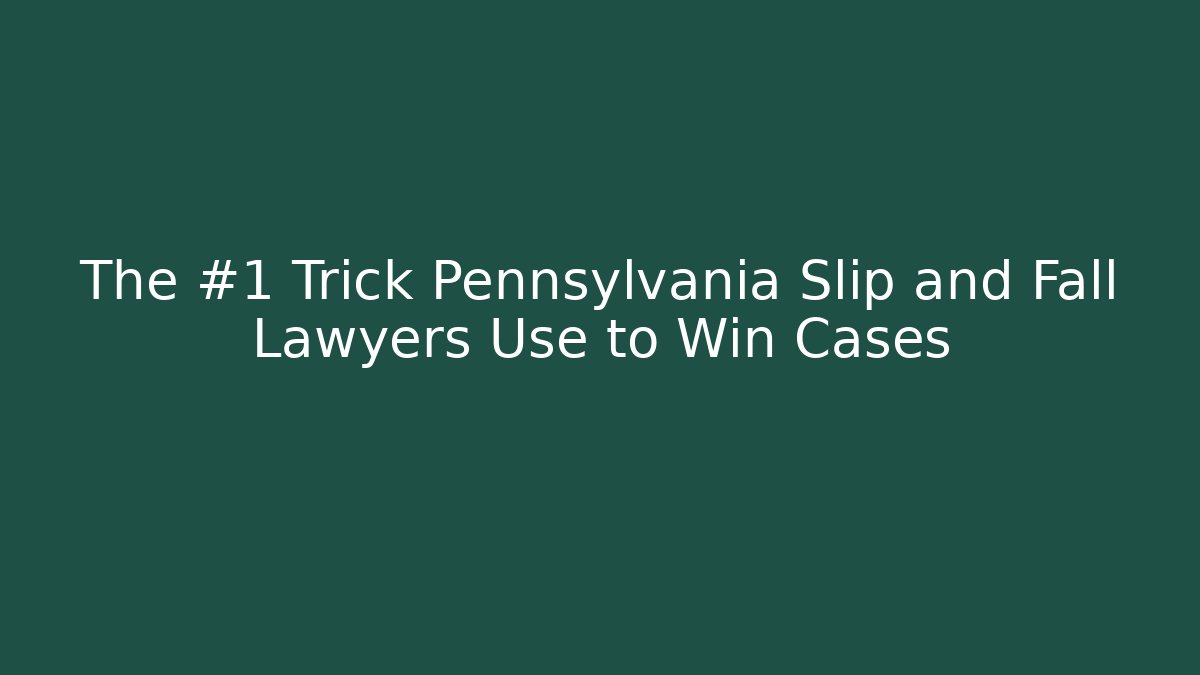 The #1 Trick Pennsylvania Slip and Fall Lawyers Use to Win Cases