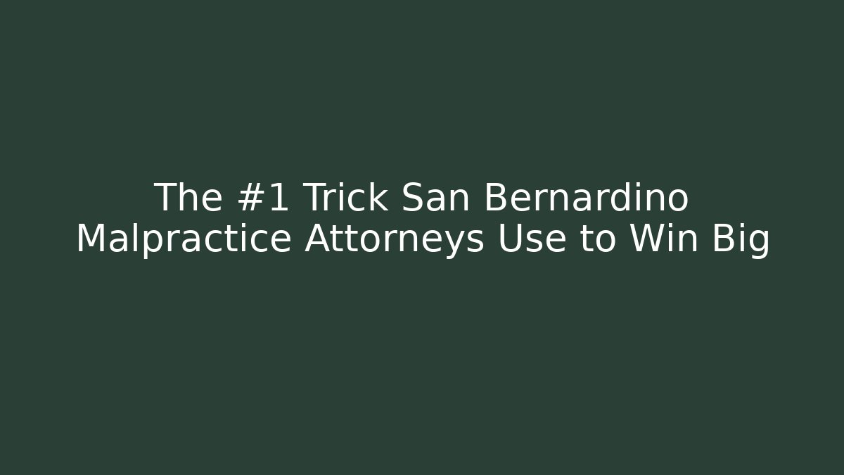 The #1 Trick San Bernardino Malpractice Attorneys Use to Win Big