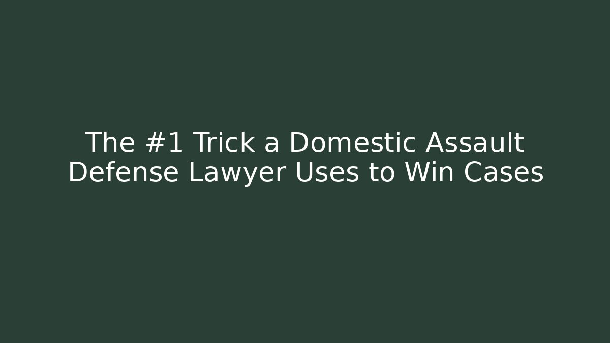 The #1 Trick a Domestic Assault Defense Lawyer Uses to Win Cases