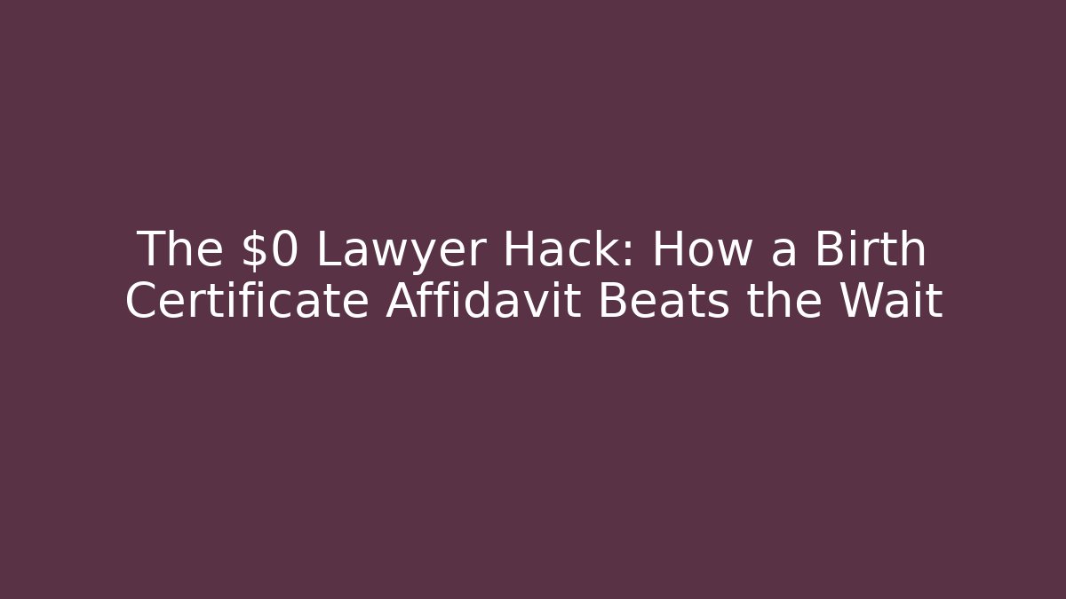 The $0 Lawyer Hack: How a Birth Certificate Affidavit Beats the Wait