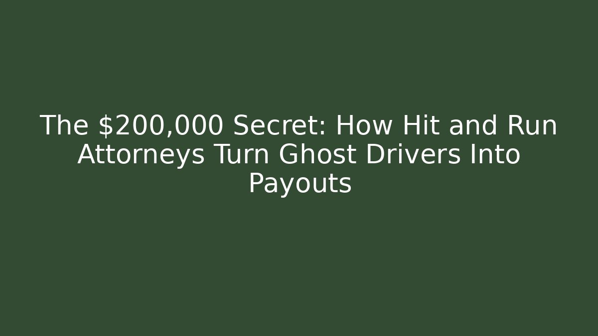 The $200,000 Secret: How Hit and Run Attorneys Turn Ghost Drivers Into Payouts