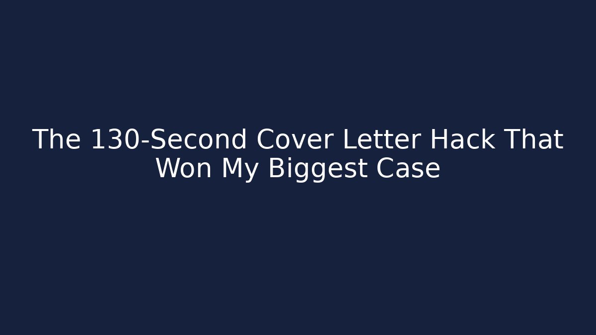 The 130-Second Cover Letter Hack That Won My Biggest Case