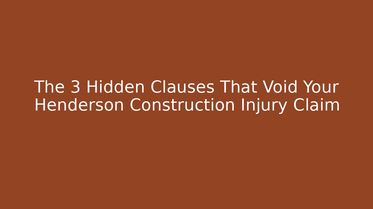 The 3 Hidden Clauses That Void Your Henderson Construction Injury Claim