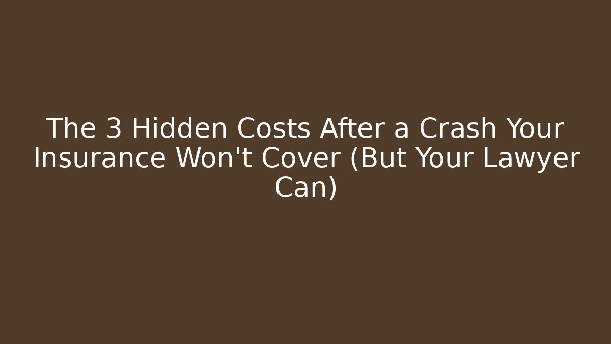 The 3 Hidden Costs After a Crash Your Insurance Won’t Cover (But Your Lawyer Can)