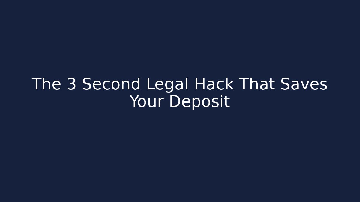The 3 Second Legal Hack That Saves Your Deposit