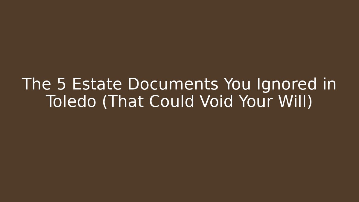 The 5 Estate Documents You Ignored in Toledo (That Could Void Your Will)