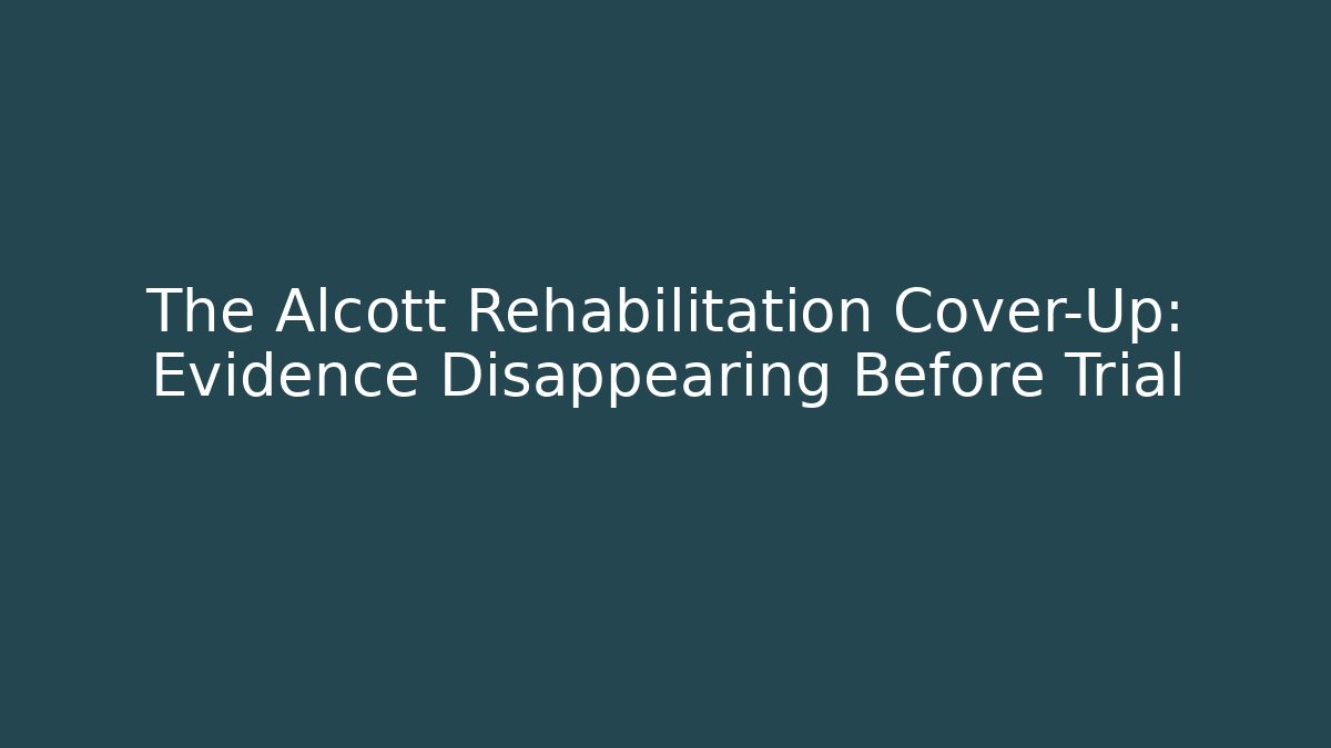 The Alcott Rehabilitation Cover-Up: Evidence Disappearing Before Trial