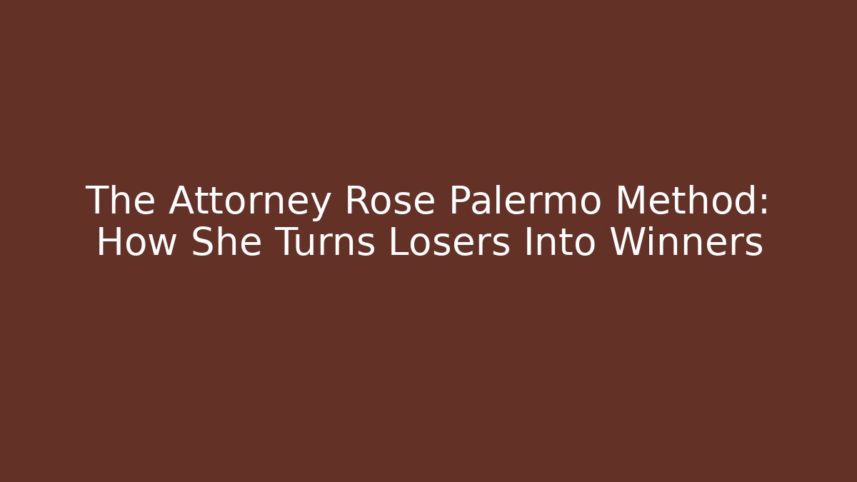 The Attorney Rose Palermo Method: How She Turns Losers Into Winners