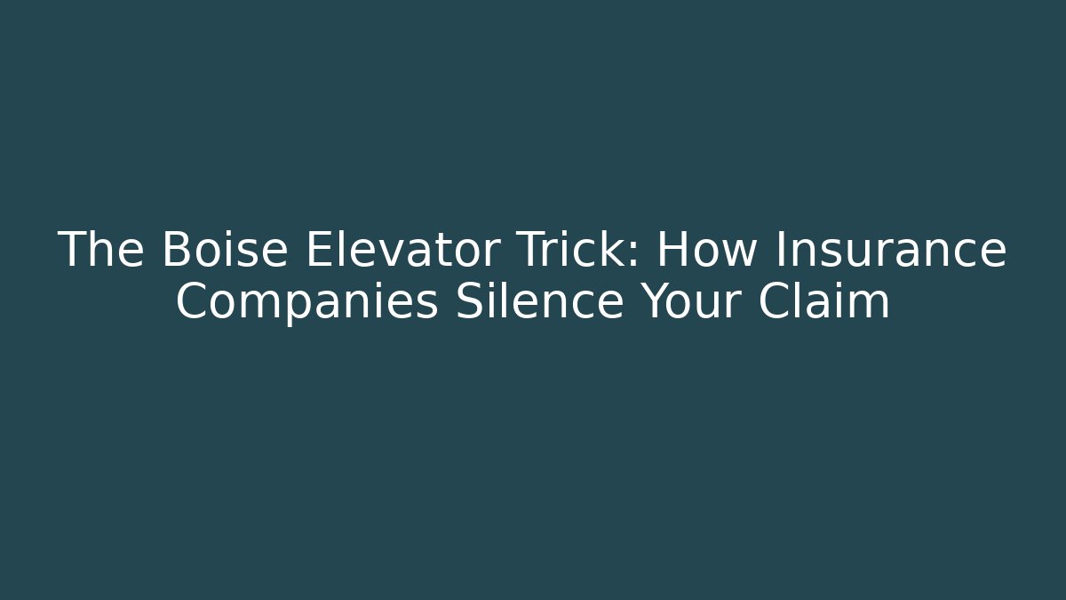 The Boise Elevator Trick: How Insurance Companies Silence Your Claim