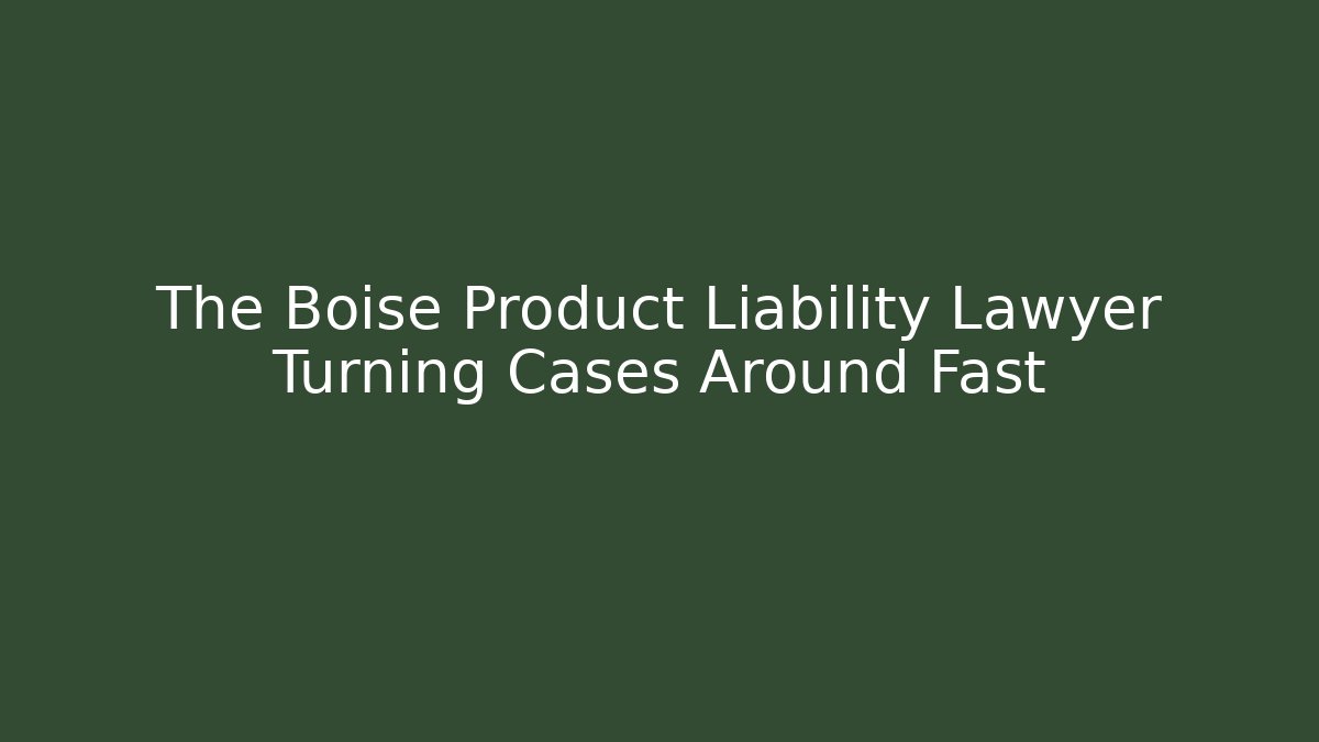 The Boise Product Liability Lawyer Turning Cases Around Fast