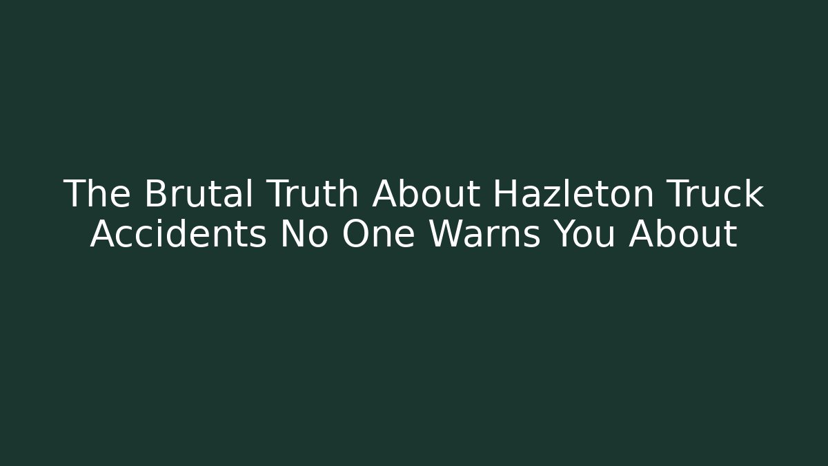The Brutal Truth About Hazleton Truck Accidents No One Warns You About