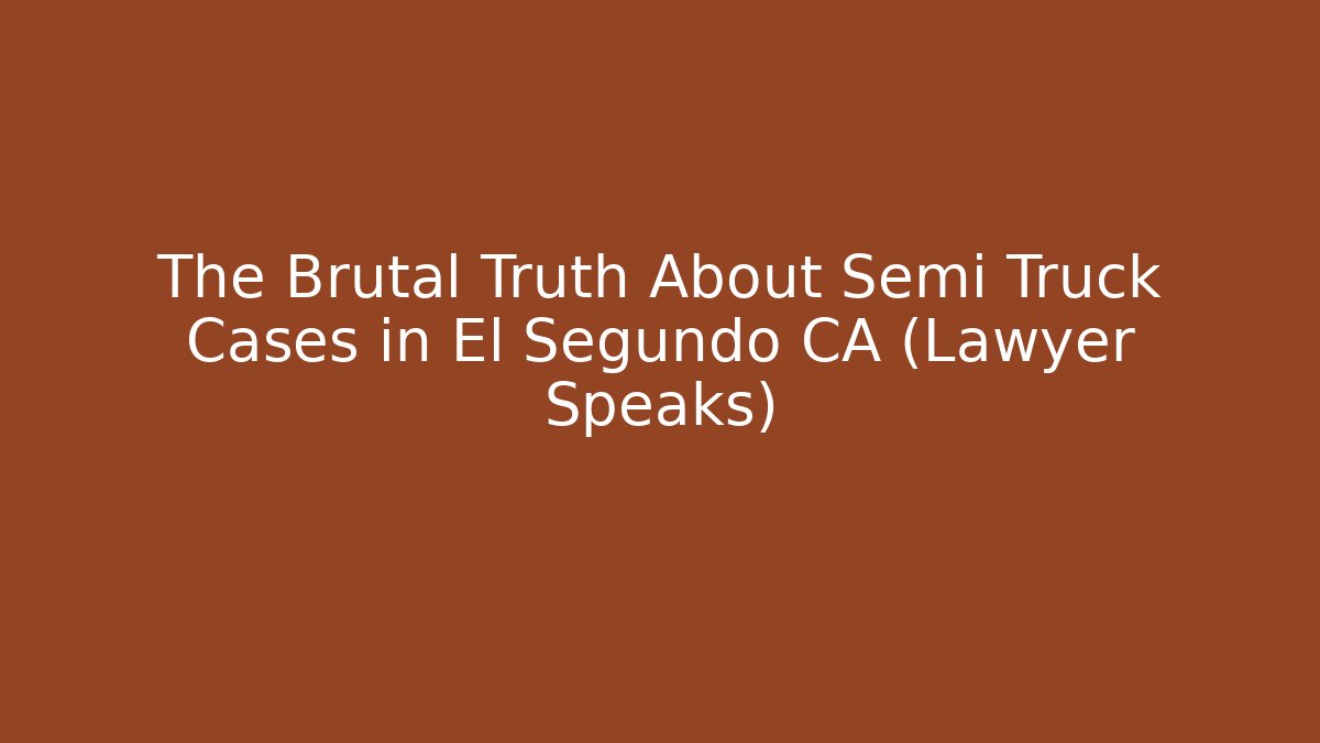 The Brutal Truth About Semi Truck Cases in El Segundo CA (Lawyer Speaks)