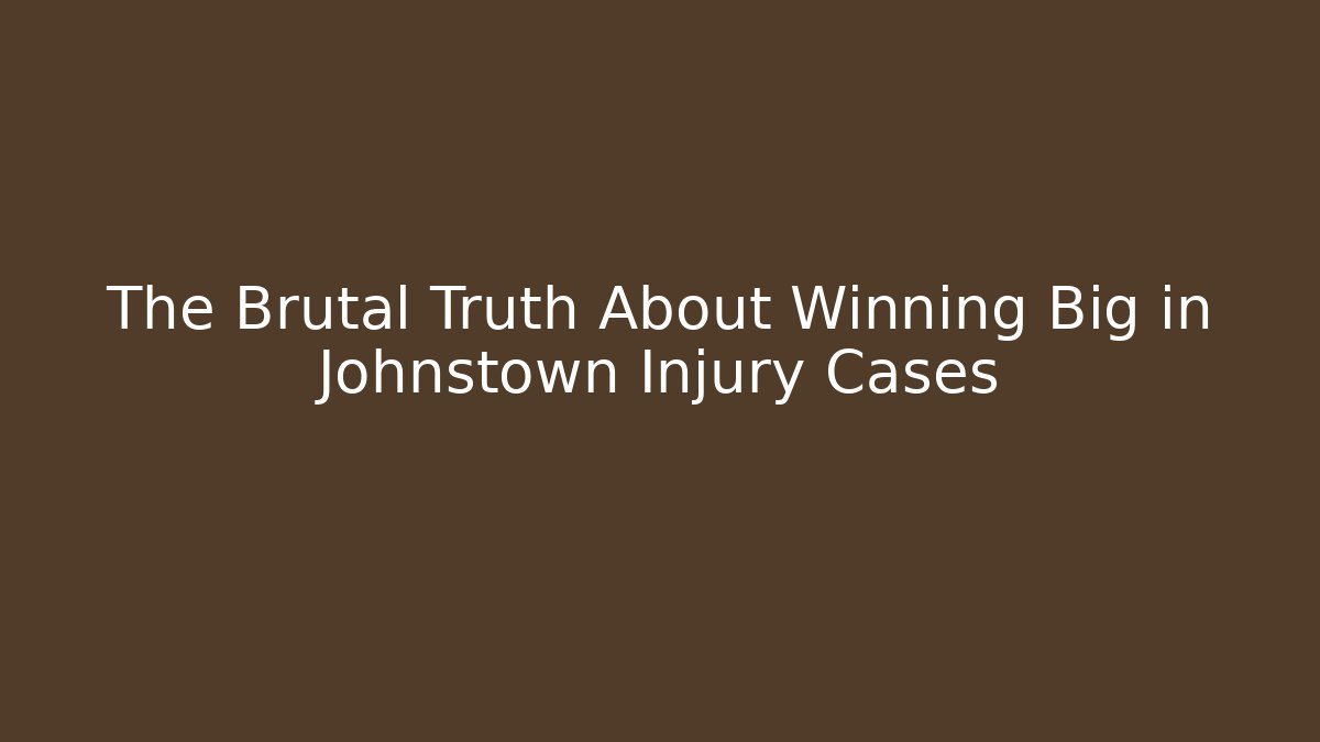 The Brutal Truth About Winning Big in Johnstown Injury Cases