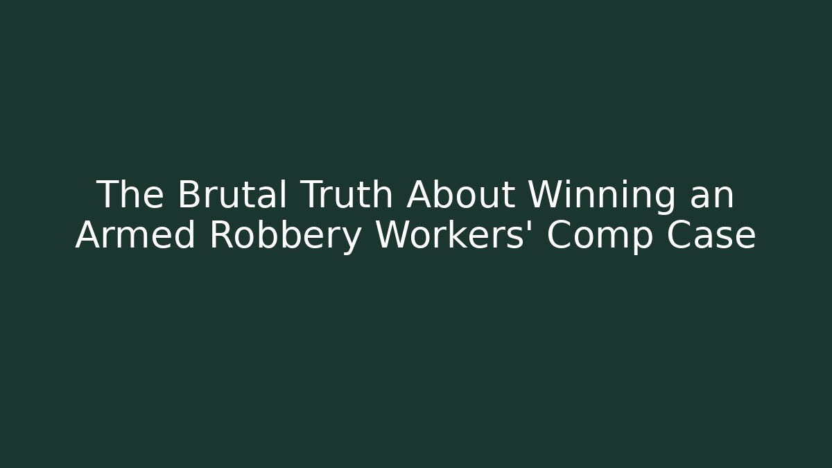 The Brutal Truth About Winning an Armed Robbery Workers' Comp Case
