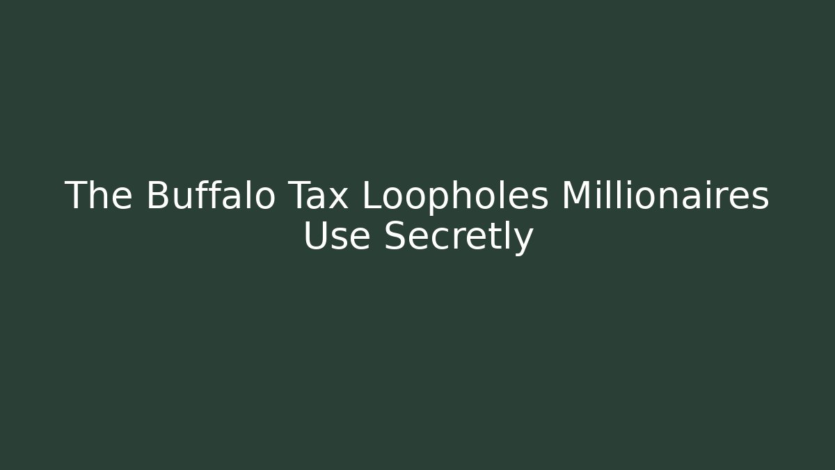 The Buffalo Tax Loopholes Millionaires Use Secretly