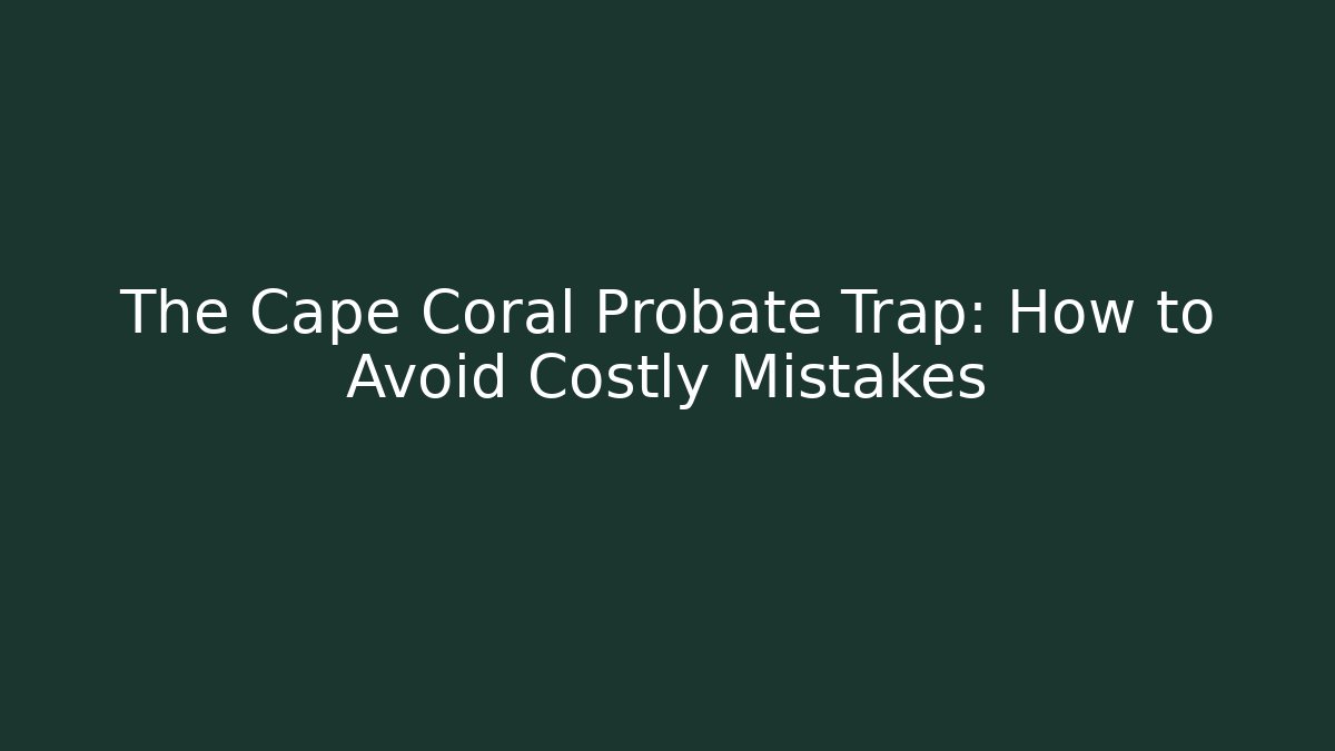 The Cape Coral Probate Trap: How to Avoid Costly Mistakes - WealthxGroup