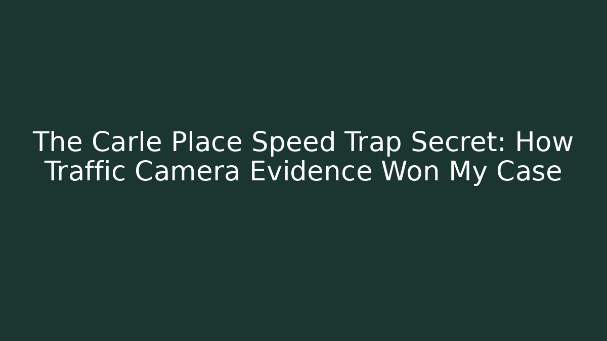 The Carle Place Speed Trap Secret: How Traffic Camera Evidence Won My Case