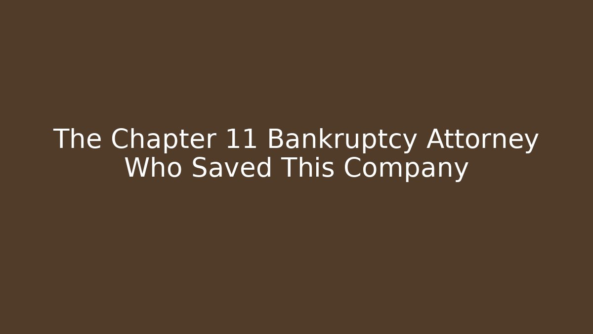 The Chapter 11 Bankruptcy Attorney Who Saved This Company