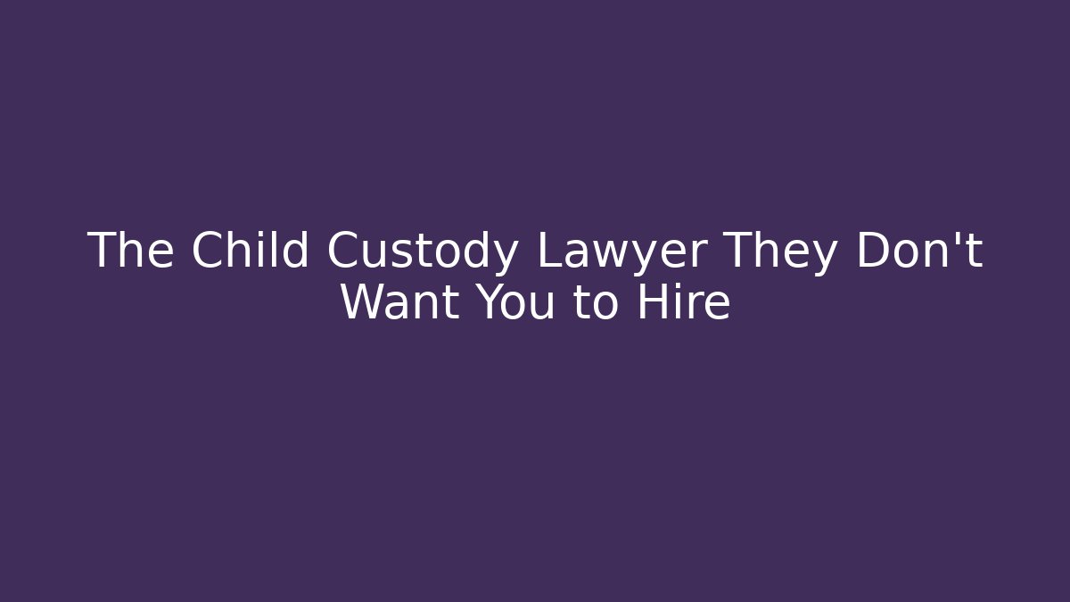 The Child Custody Lawyer They Don't Want You to Hire