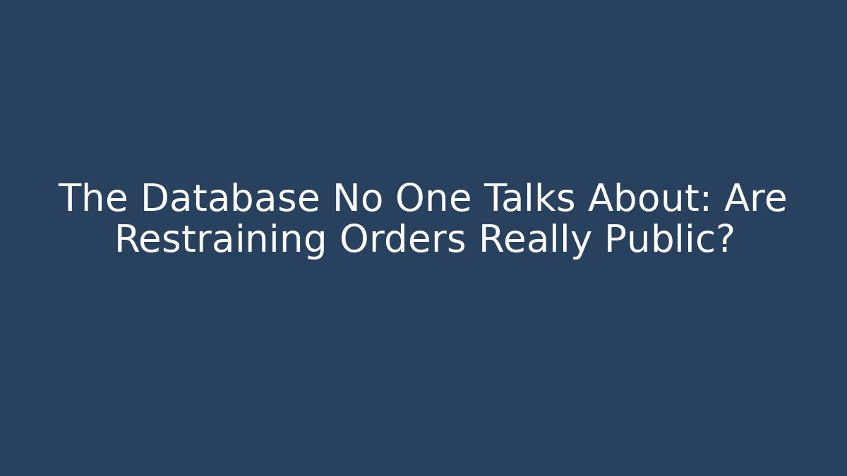 The Database No One Talks About: Are Restraining Orders Really Public?