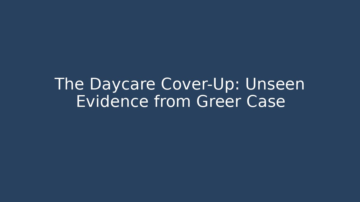 The Daycare Cover-Up: Unseen Evidence from Greer Case