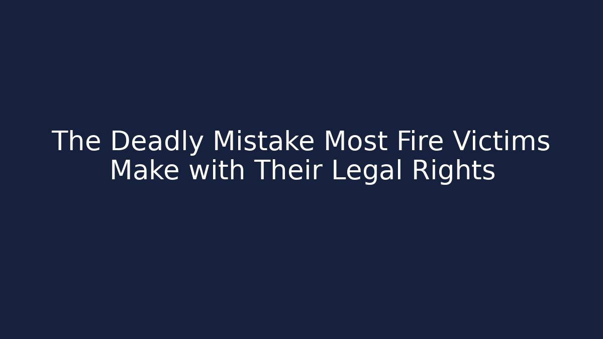 The Deadly Mistake Most Fire Victims Make with Their Legal Rights
