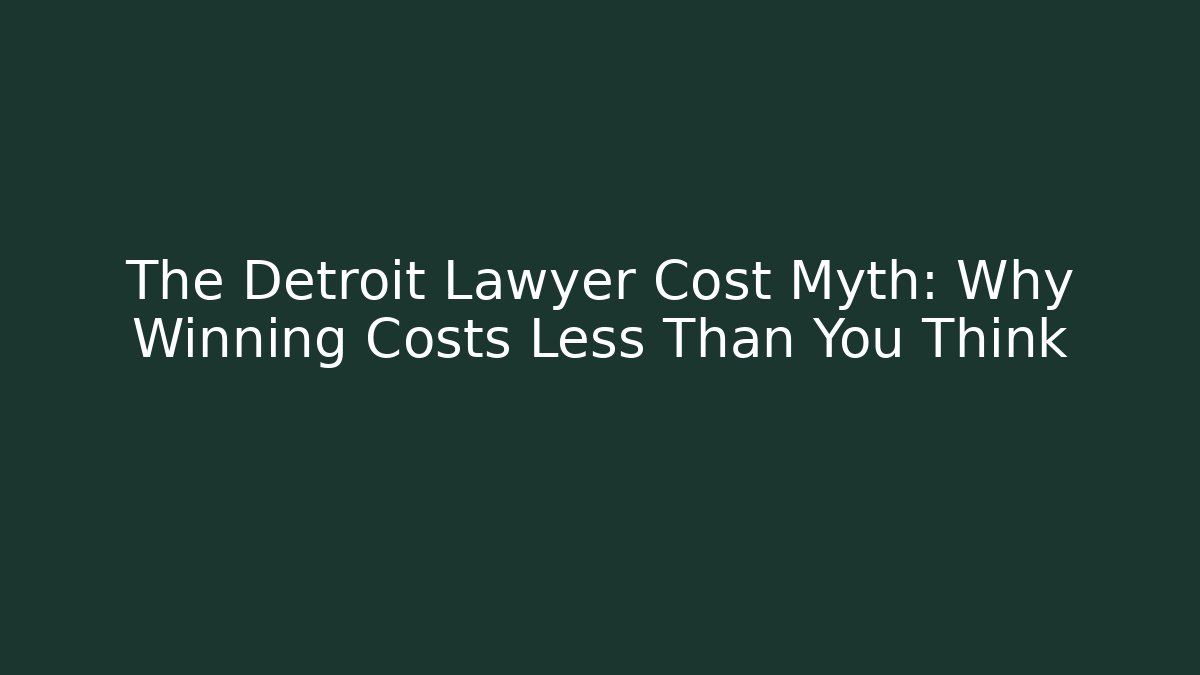 The Detroit Lawyer Cost Myth: Why Winning Costs Less Than You Think