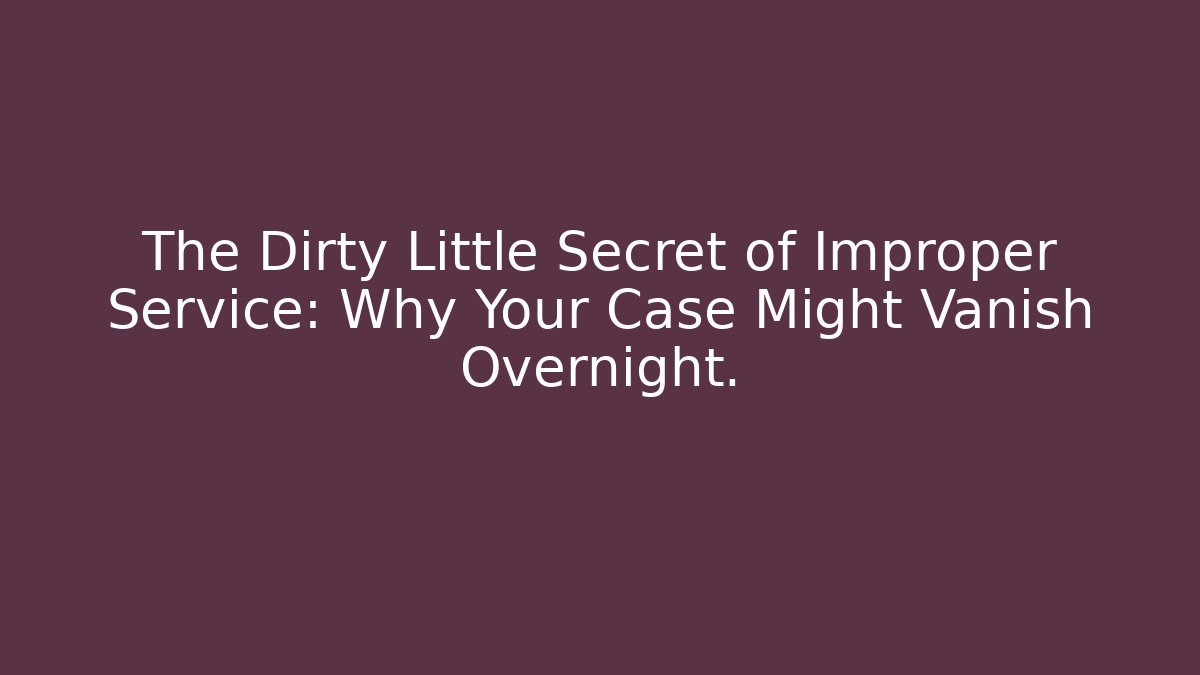 The Dirty Little Secret of Improper Service: Why Your Case Might Vanish Overnight.