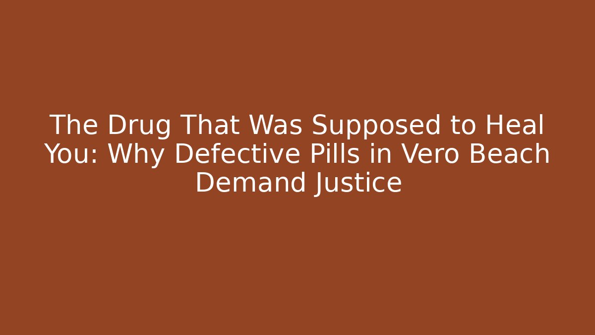 The Drug That Was Supposed to Heal You: Why Defective Pills in Vero Beach Demand Justice