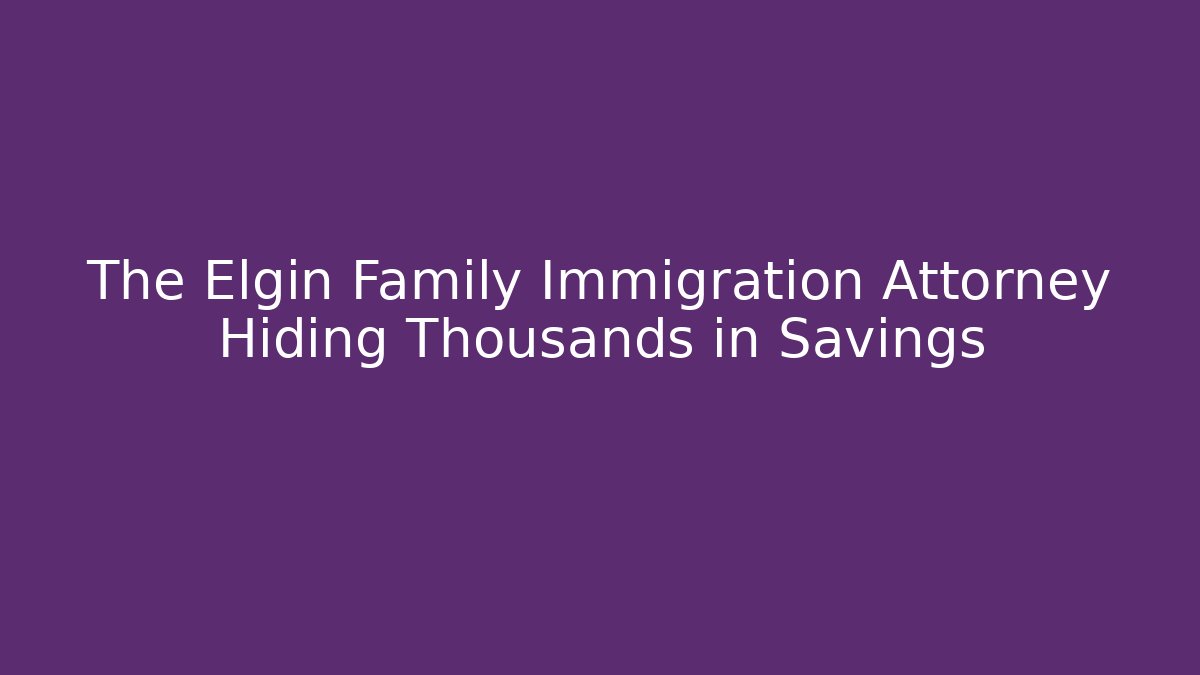 The Elgin Family Immigration Attorney Hiding Thousands in Savings