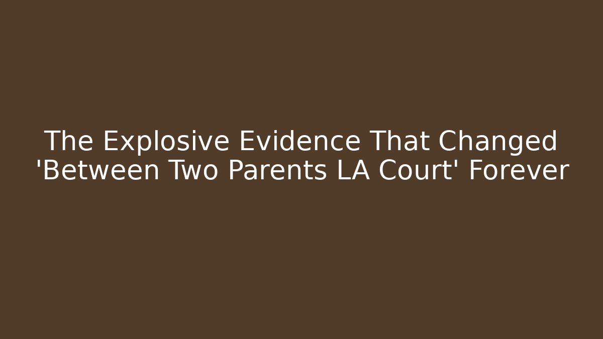 The Explosive Evidence That Changed 'Between Two Parents LA Court' Forever