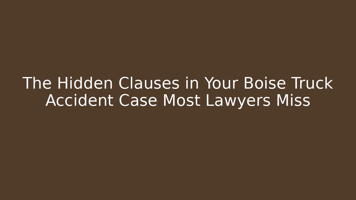The Hidden Clauses in Your Boise Truck Accident Case Most Lawyers Miss
