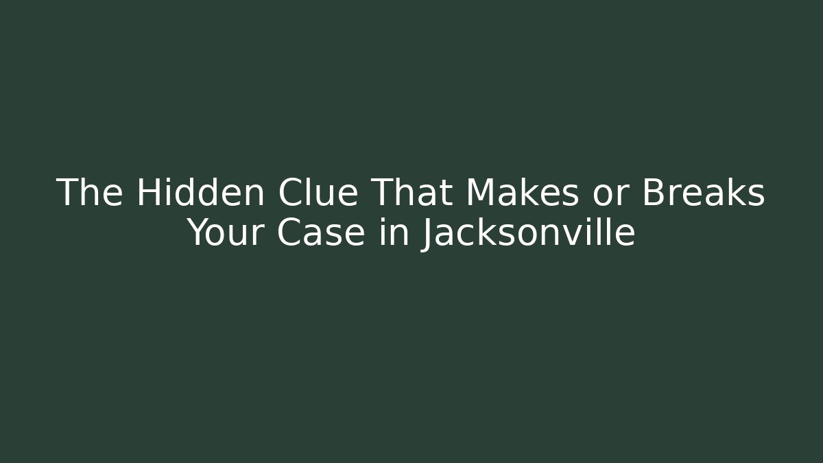 The Hidden Clue That Makes or Breaks Your Case in Jacksonville - WealthxGroup