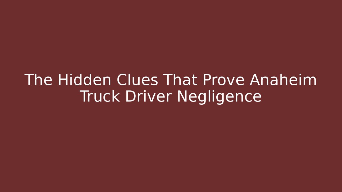 The Hidden Clues That Prove Anaheim Truck Driver Negligence