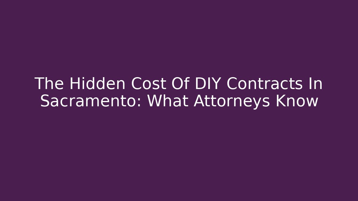 The Hidden Cost Of DIY Contracts In Sacramento: What Attorneys Know